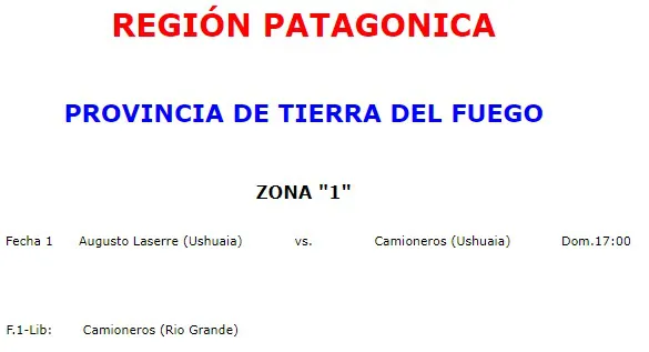 Tierra del Fuego Fecha 1 Tornoe Regional Amateur