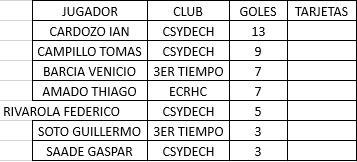 Hockey Pista Varones sub 12 Goleadores abril 2023