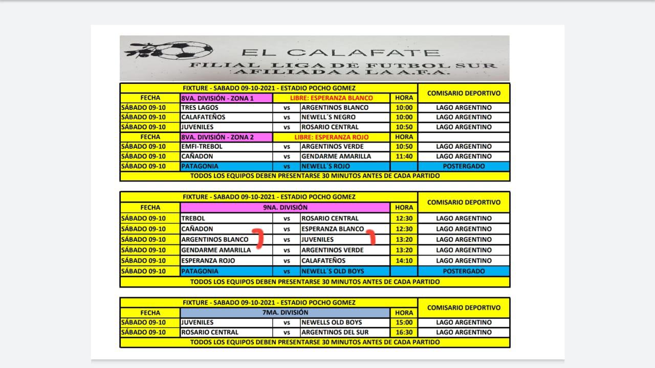 Futbol 11 8va, 9na y 7ma 9 de octubre programa de partidos