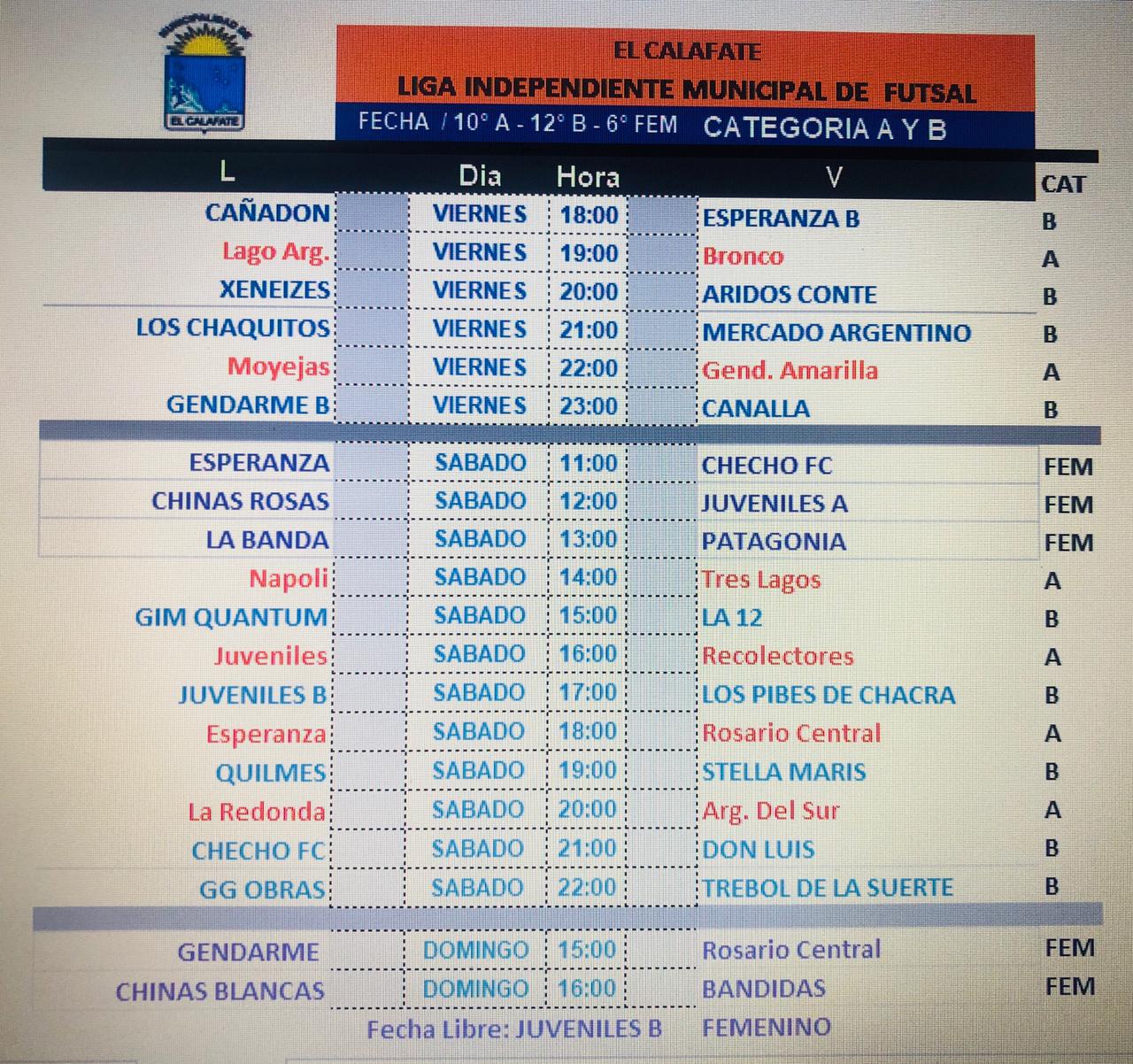Futsal Programación fin de semana