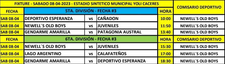 Futbol Inferiores 5ta y 6ta sábado 8 de abril 2023
