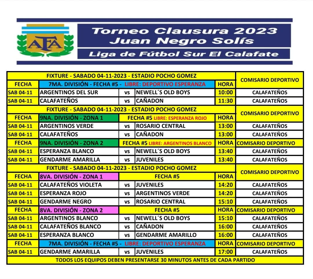 Fútbol Sábado 4 de noviembre