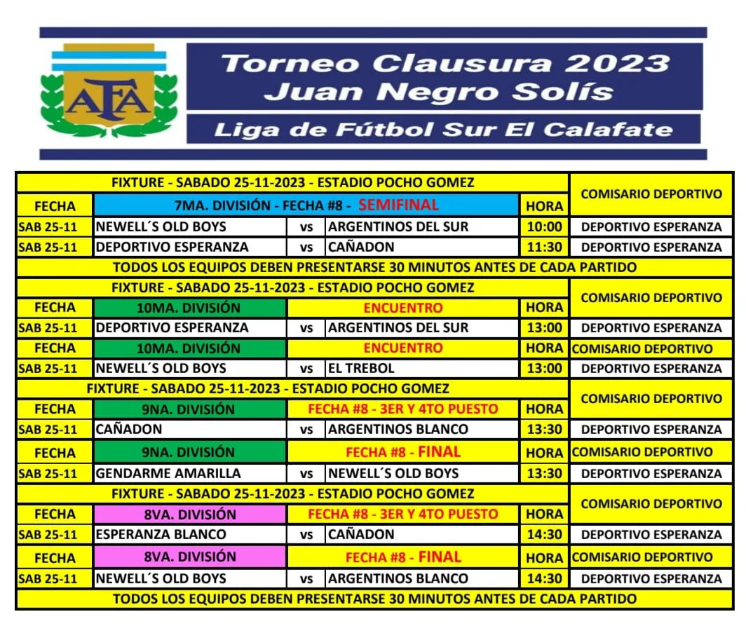 Futbol Inferiores sábado 25 de noviembre 2023
