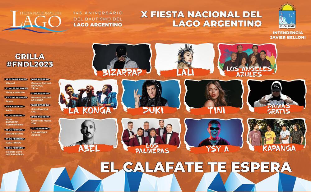 Estos son los Artistas de la Fiesta Nacional del Lago Argentino 2023