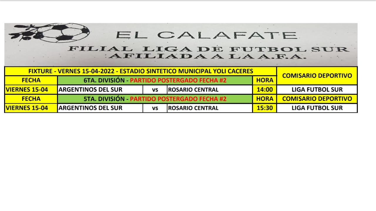 Fútbol Viernes 15 de abril