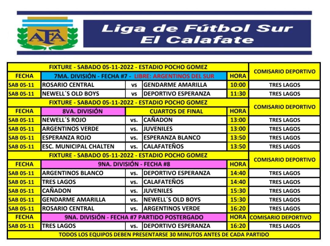 Futbol Programa Partidos sábado 5 de Noviembre