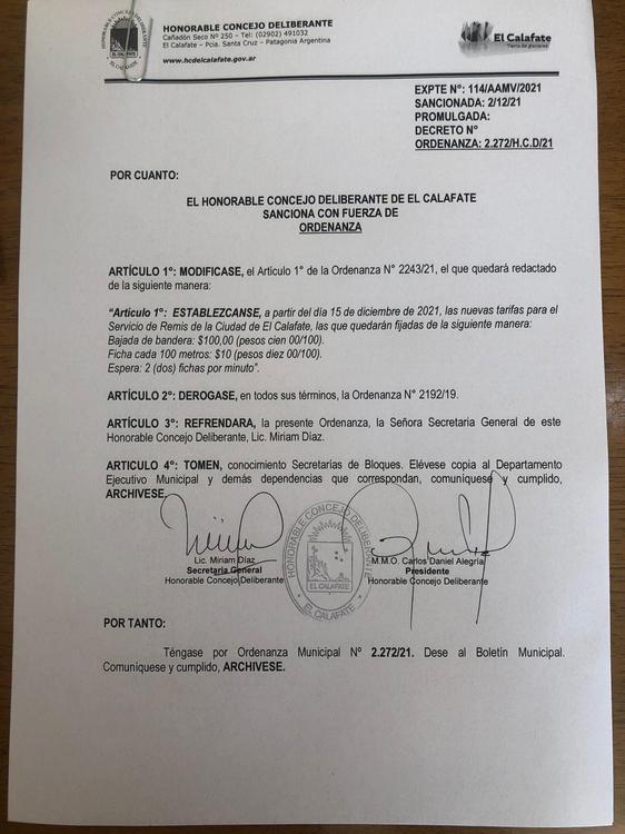 Nuevas tarifas de remises