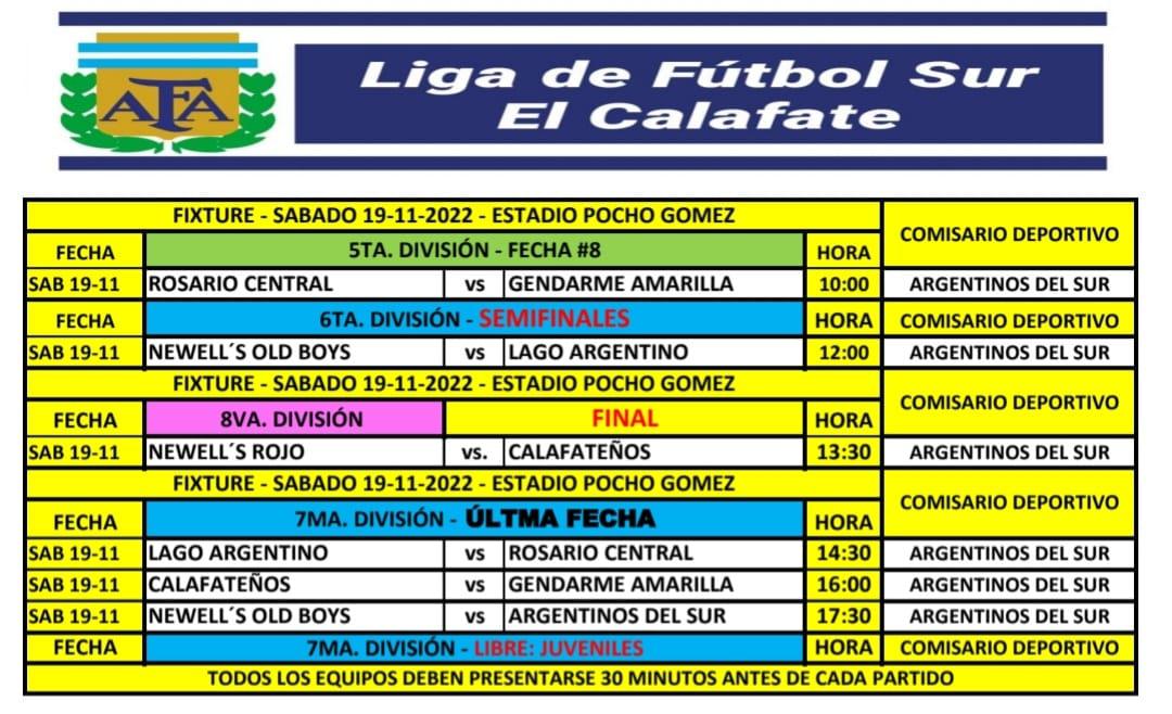 Futbol Programación sábado 19 de noviembre