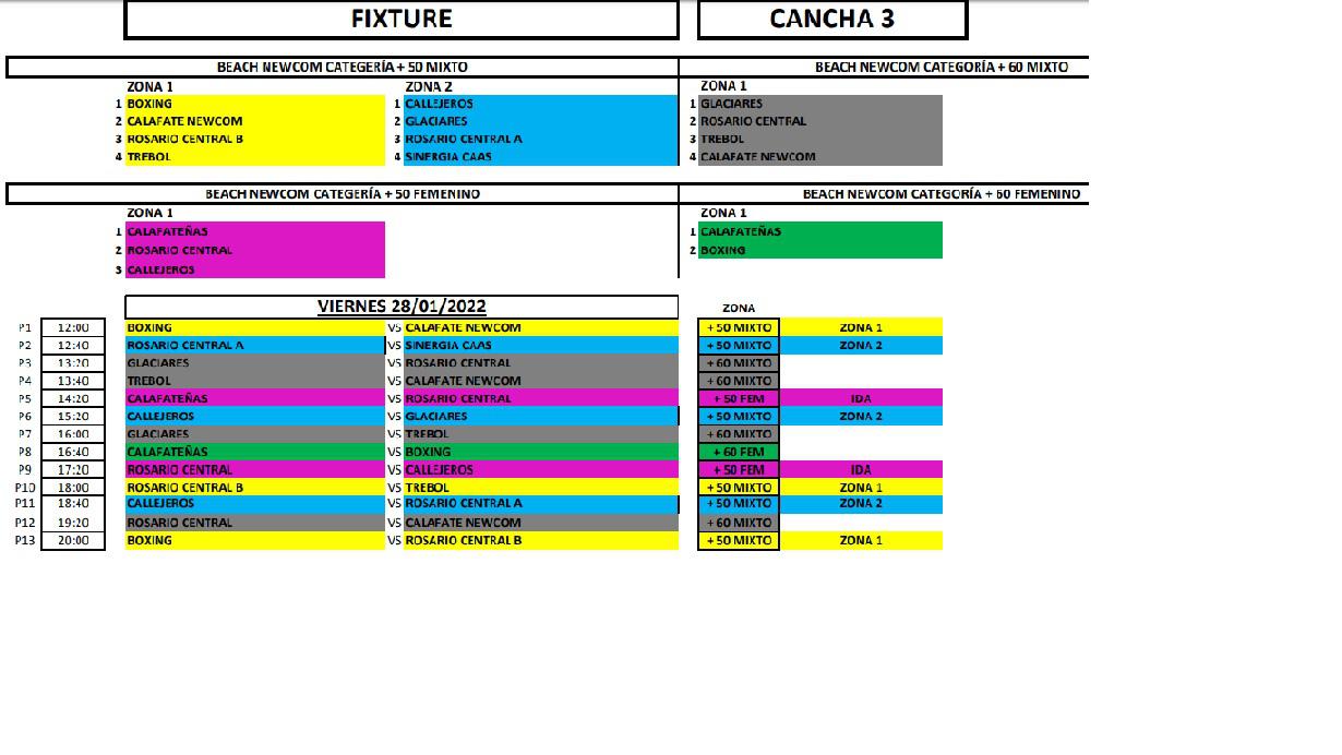 Beach Newcom FNDL 2022 Fixture Viernes