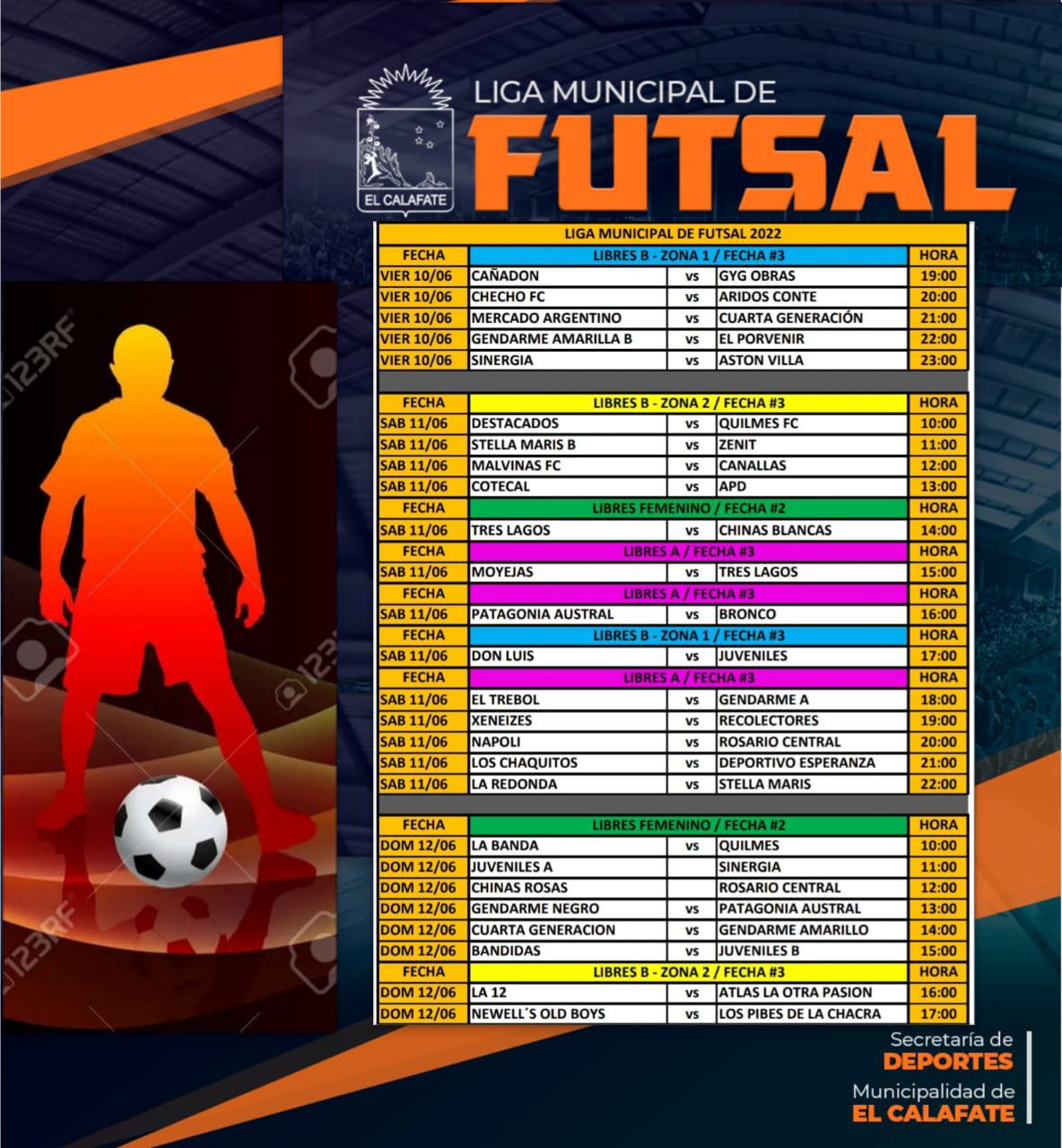 Futsal Programación 10, 11 y 12 de junio 2022