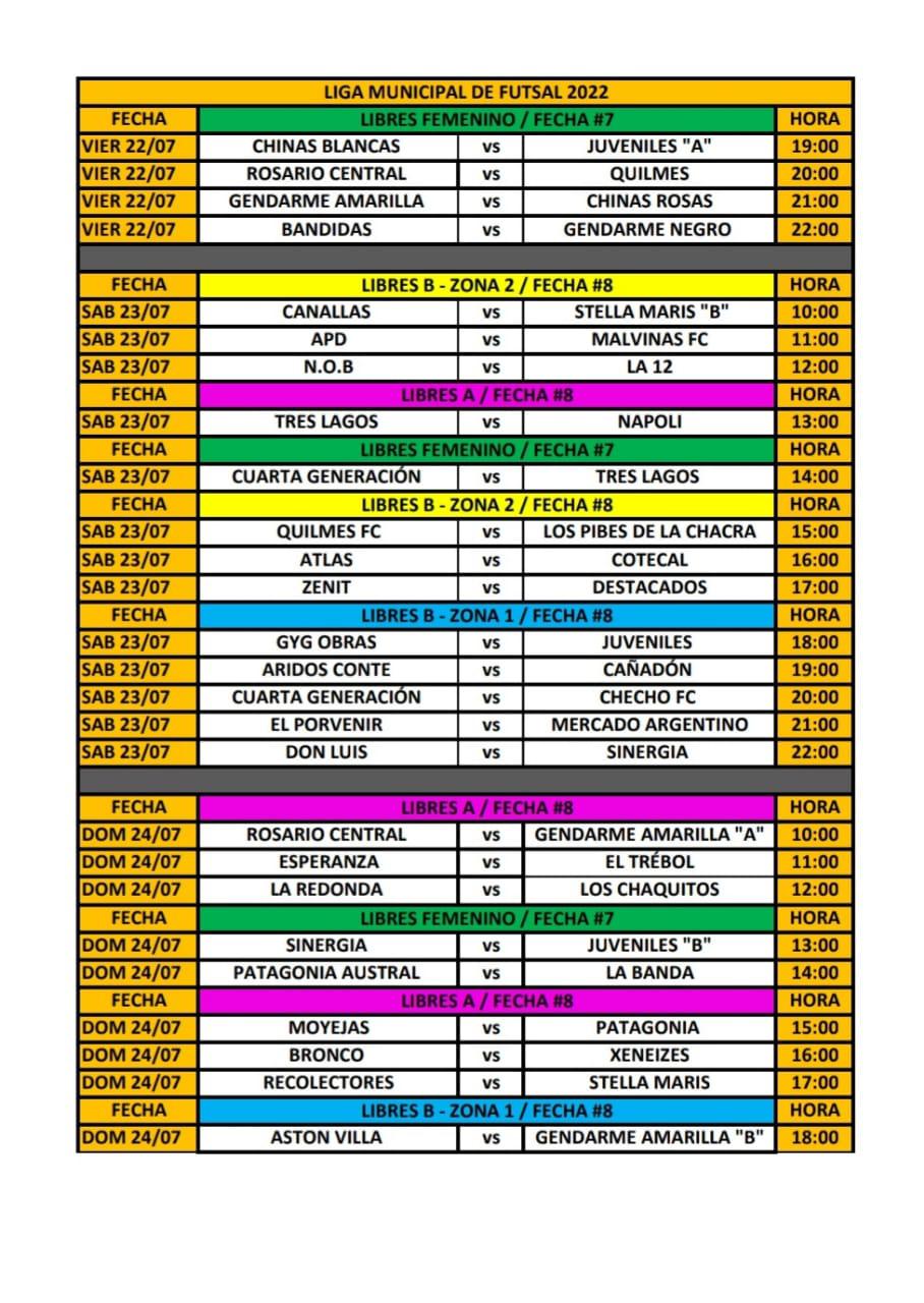 Futsal Fixture fin de semana