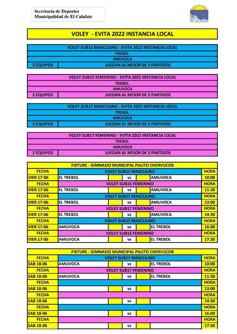 Voley Juegos Evita Local Programa de partidos