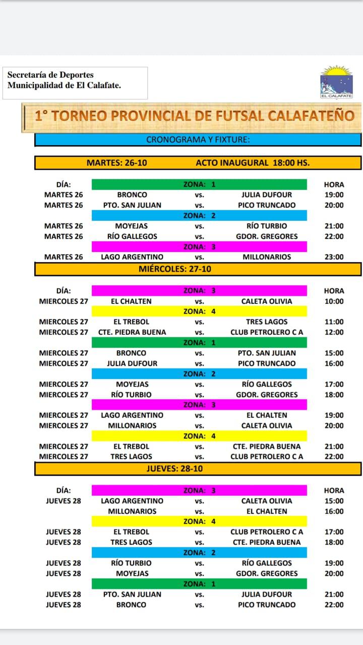 Futsal 1er Torneo Provincial Programación