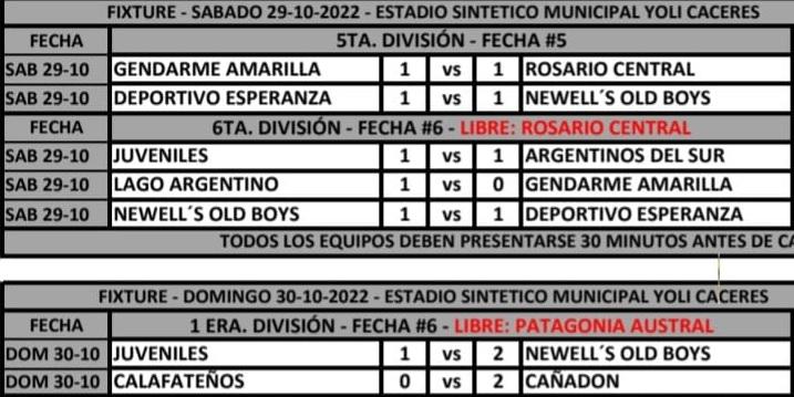 Resultados 5ta y 6ta División