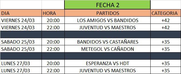 Futbol Veteranos 2da fecha programa de partidos