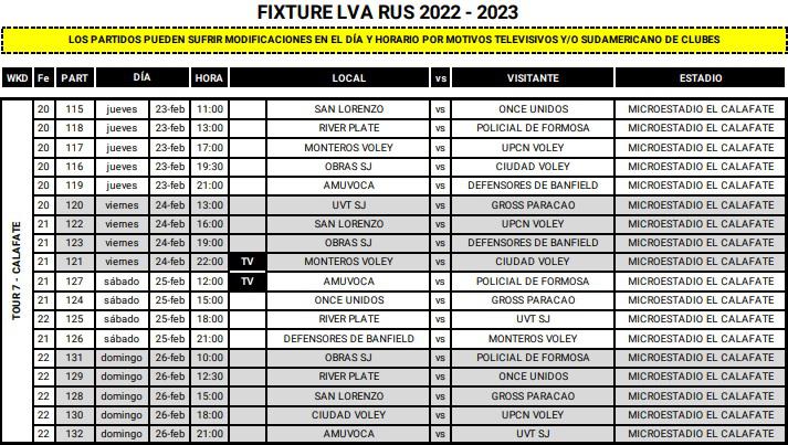 Liga de Voleibol Tour 7 febrero 2023
