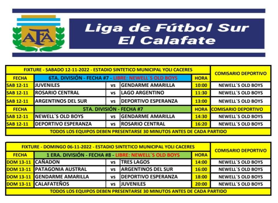 Futbol fecha domingo 13 de noviembre