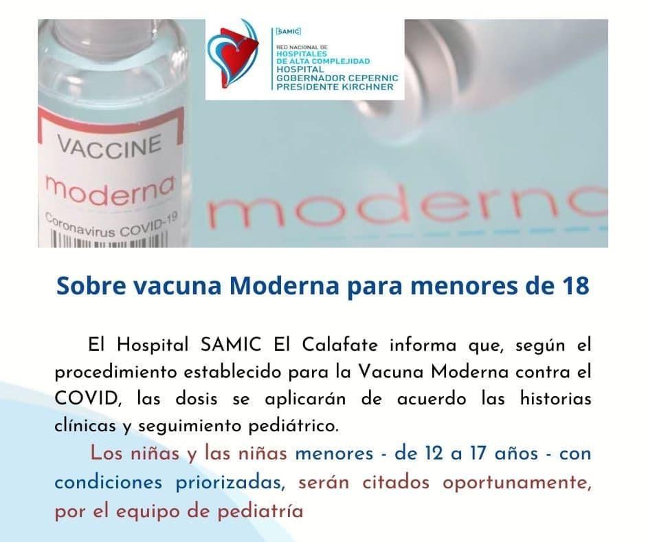 comunicado SAMIC sobre vacunas Moderna