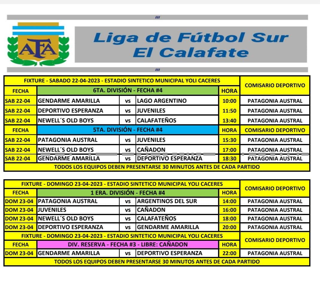 Futbol Programa de Partidos 23 de abril 2023