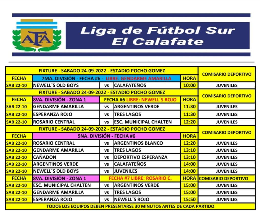 Futbol Programación sábado 22 de octubre