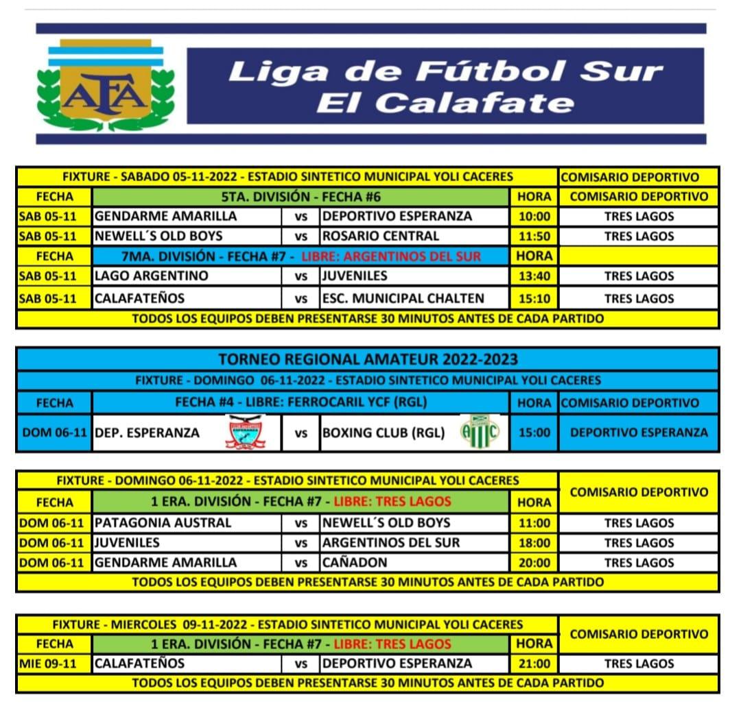 Programa de Futbol Domingo 6 de noviembre