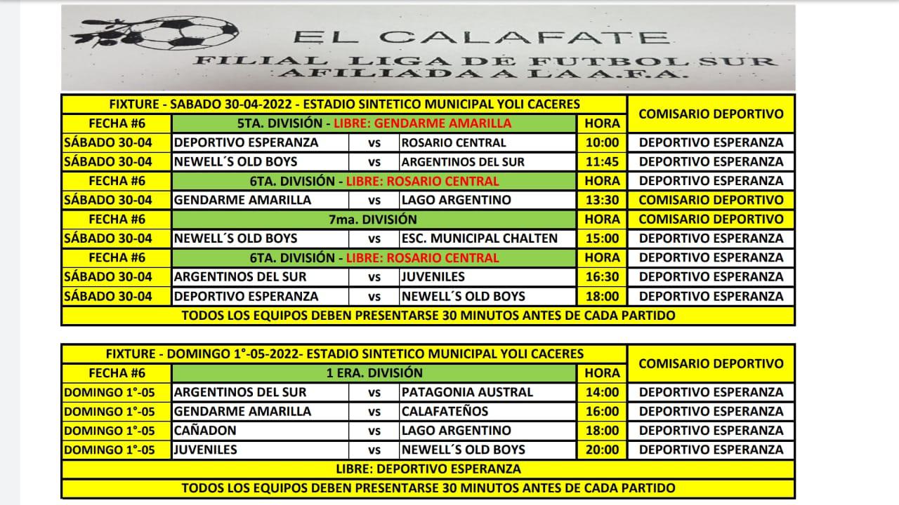 Fútbol Inferiores Programación 29 de abril 2022