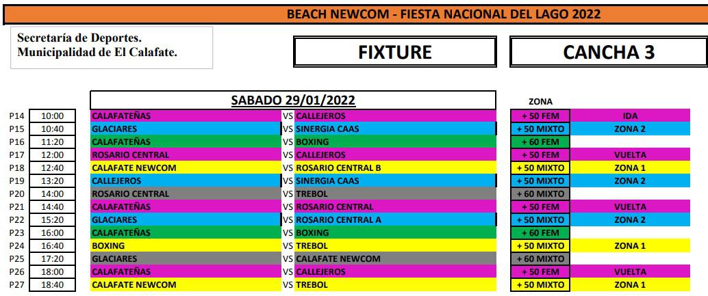 Beach Newcom FNDL 2022 Fixture Sábado