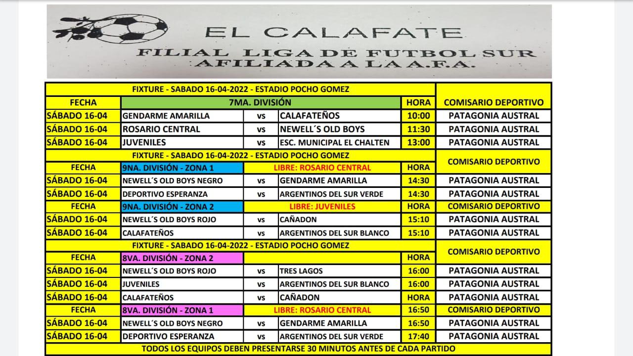Futbol sábado 16 de abril