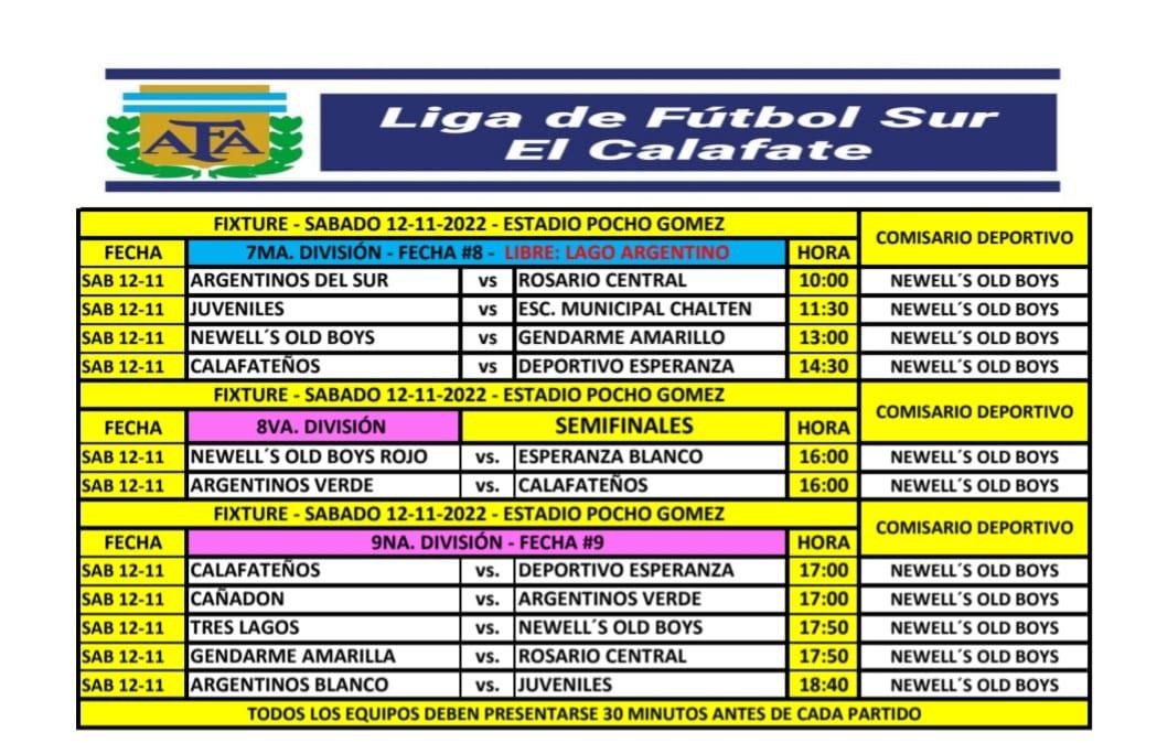 Futbol Fecha Sábado 12 de noviembre