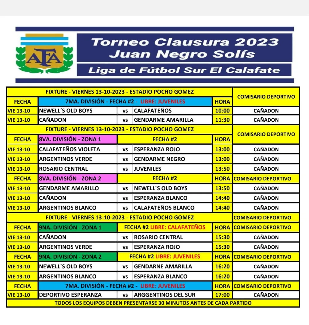 Futbol 2da fecha viernes 13 de octubre 2023