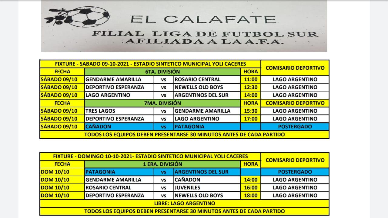 Futbol 11 5ta, 6ta y Primera división 9 y 10 de octubre