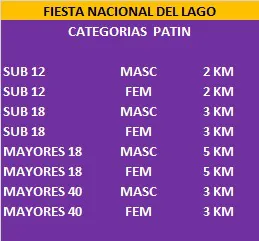 Patin Carrera categorías