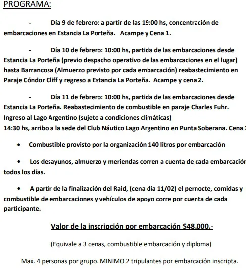 Raid Náutico 2024 Programa