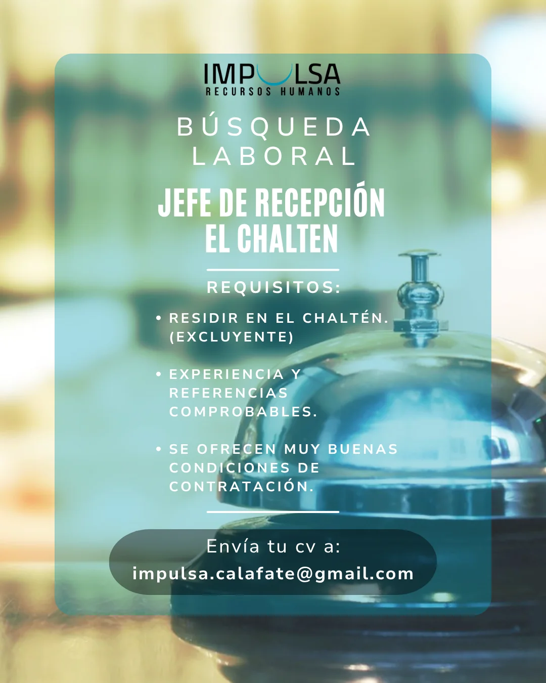 Impulsa - Jefe de Recepción - El Chalten 17 al 20 jul