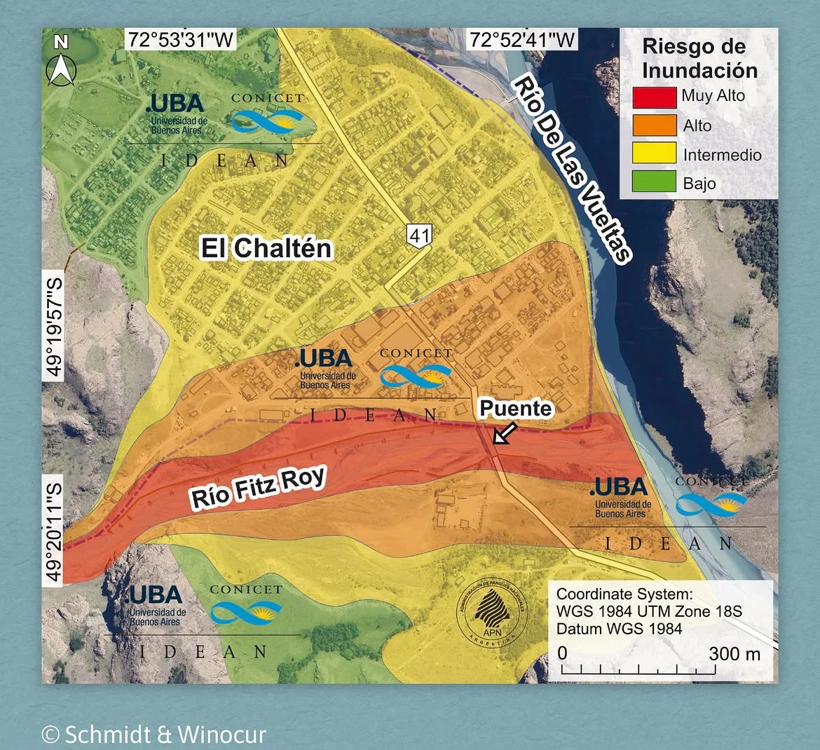Riesgo potencial de GLOF sobre Chakten