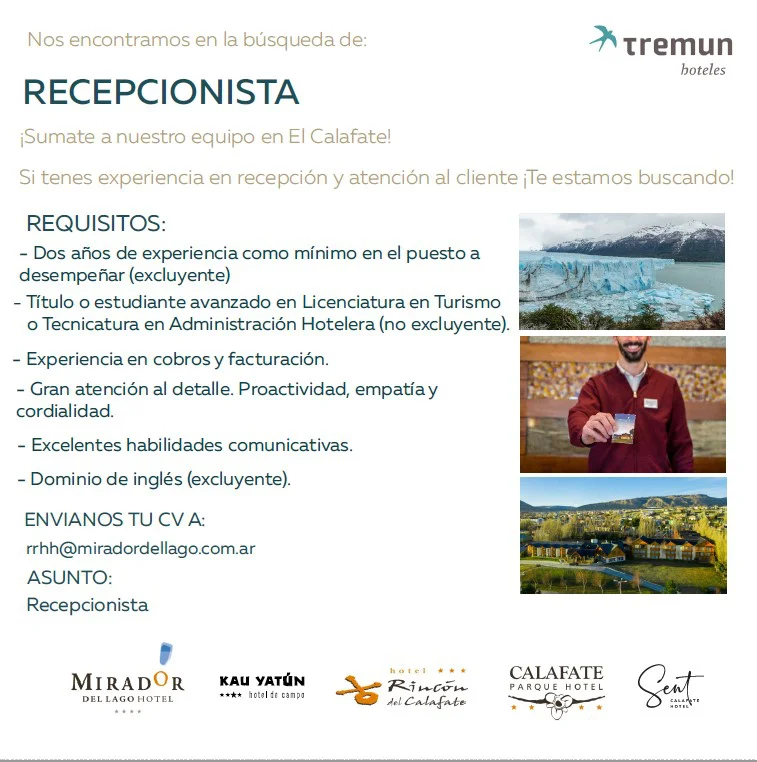 Tremun- Recepcionista 09 al 12 oct