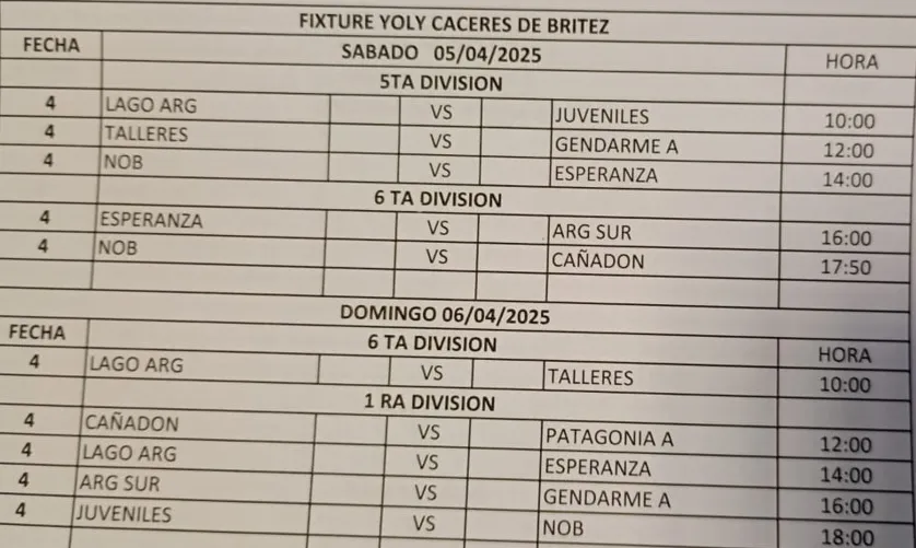 Fútbol programa 5 y 6 de abril 2025