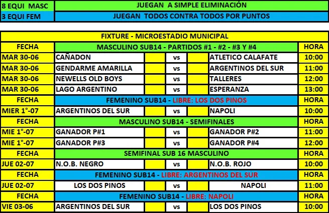 Futsal sub 14 masculino femenino 2026 Evita local
