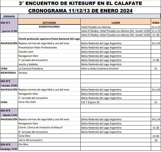 Kite Surf 3era Edición 2024 cronograma