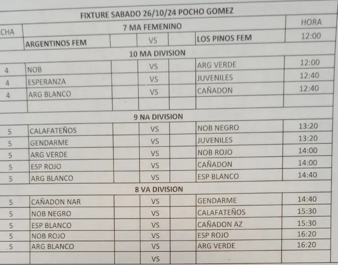 Fútbol Programa Inferiores 26 de octubre 2024