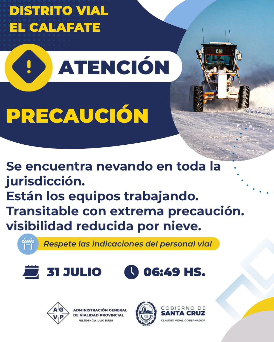 Placa Vialidadad Distrito Calafate