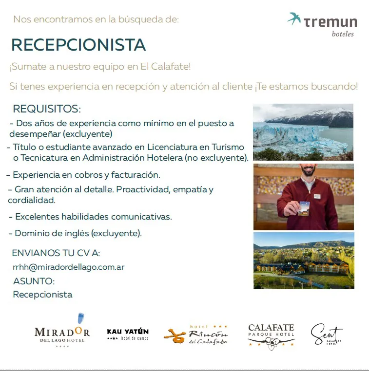 Recepcionisra - Tremun 09 al 11 dic