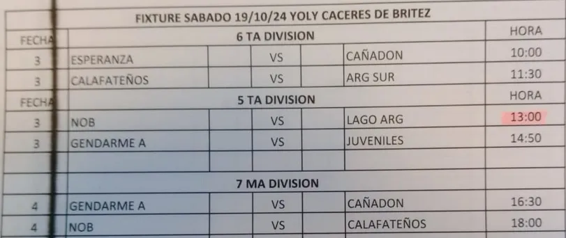 Fútbol 5ta, 6ta y 7ma División 19 de octubre 2024