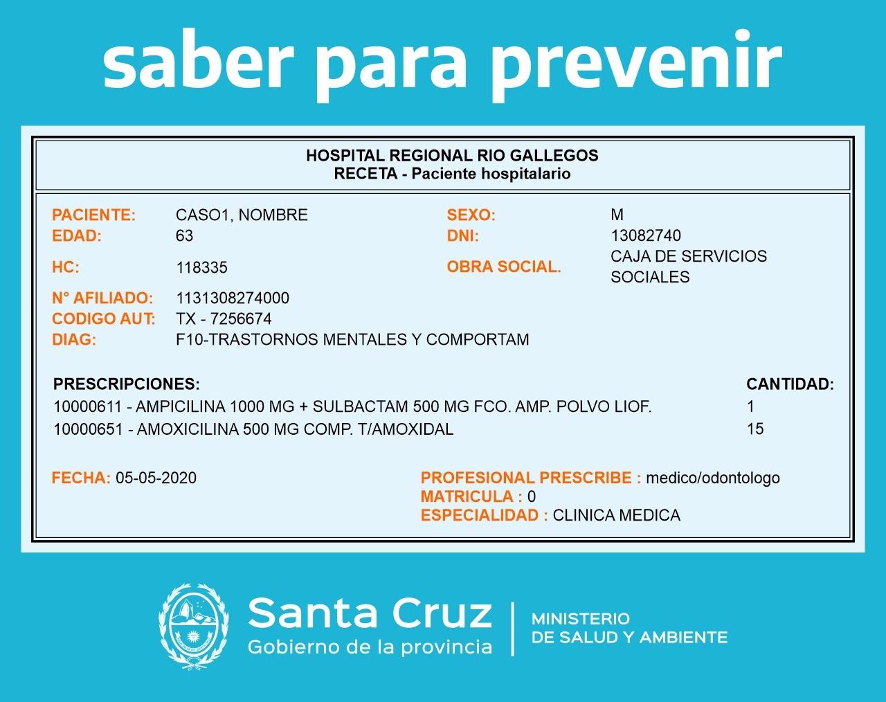 Salud. Se implementa la Receta Electrónica en Santa Cruz