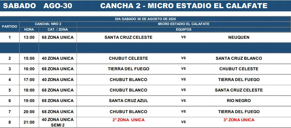 Newcom +40 y +68 Nacional partidos 2