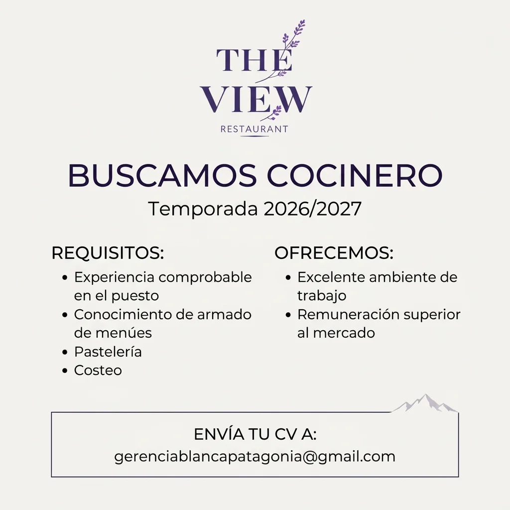 Blanca Patagonia Cocinero 16 al 28 sep