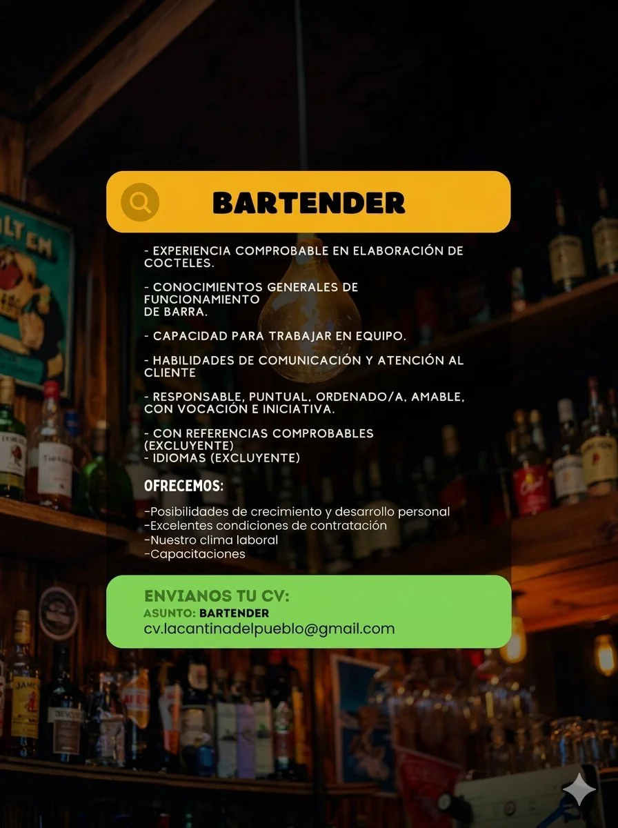 la cantina - Bartender 24 al 30 sep