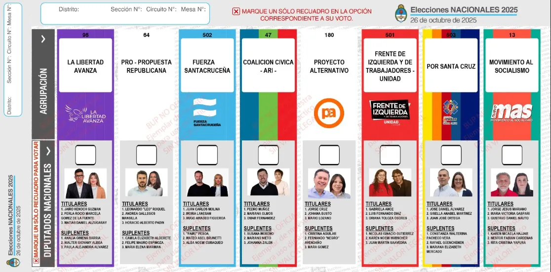 Boleta unica de papel Santa Cruz 2025