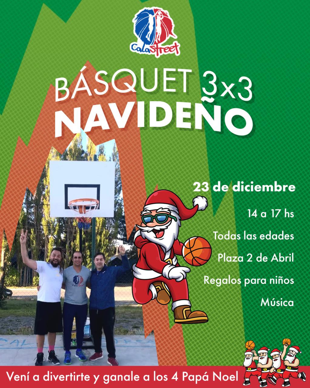 Basquet 3x3 navideño afiche